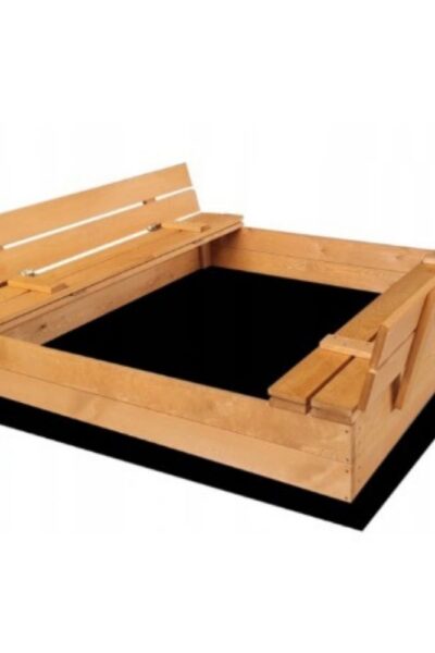PIASKOWNICA ZAMYKANA Z ŁAWECZKAMI 120x120x20cm NIE IMPREGNOWANA