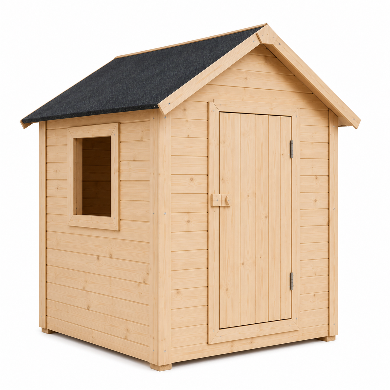 Duży drewniany domek dla dzieci 120 × 80 cm – podłoga, drzwi, okno i papa w cenie - obrazek 6