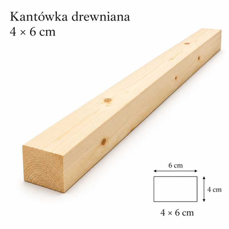 Kantówka drewniana iglasta 4 × 6 cm – 50–150 cm | surowa, heblowana lub szlifowana