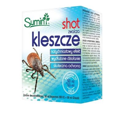 SHOT 2x100 ml koncentrat do zwalczania kleszczy i komarów w ogrodzie Sumin