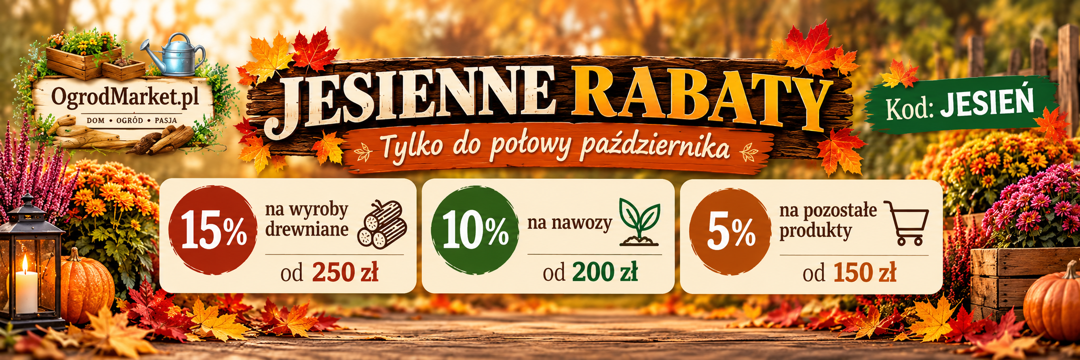 Jesienne rabaty OgrodMarket.pl – kod JESIEN, promocja do 15 października 2026